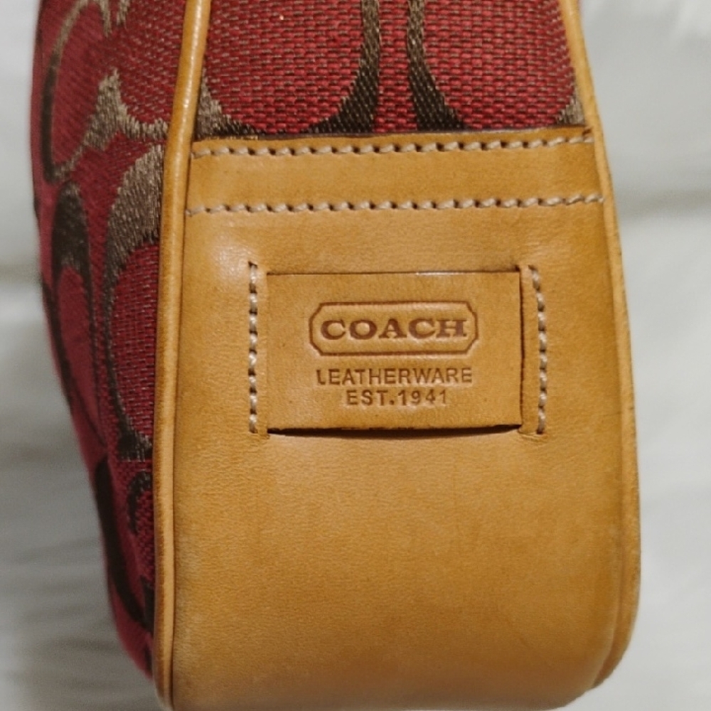 SALE! Coach Hamilton Y2K Red/Tan Hobo Signature Shoulder Bag - Picture 8 of 14